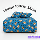 lençol com elástico para cama de pet estampa tigrinhos azuis tamanho 100x100x24cm