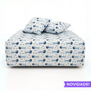 lençol com elástico para cama de pet estampa cachorrinho Azul